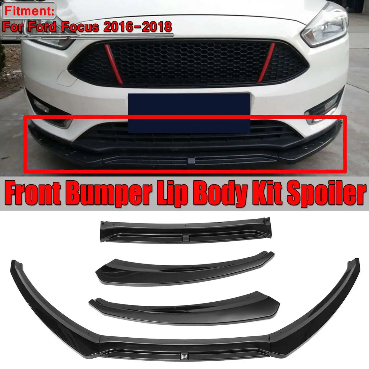 Черный/карбоновый вид 3 шт. автомобильный передний бампер разветвитель для губ