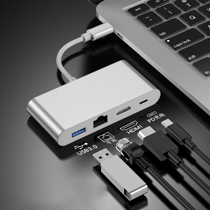 4 в 1 USB концентратор с портами C на JR45 Type концентратором для MacBook Pro Samsung Huawei Lenovo ASUS HP