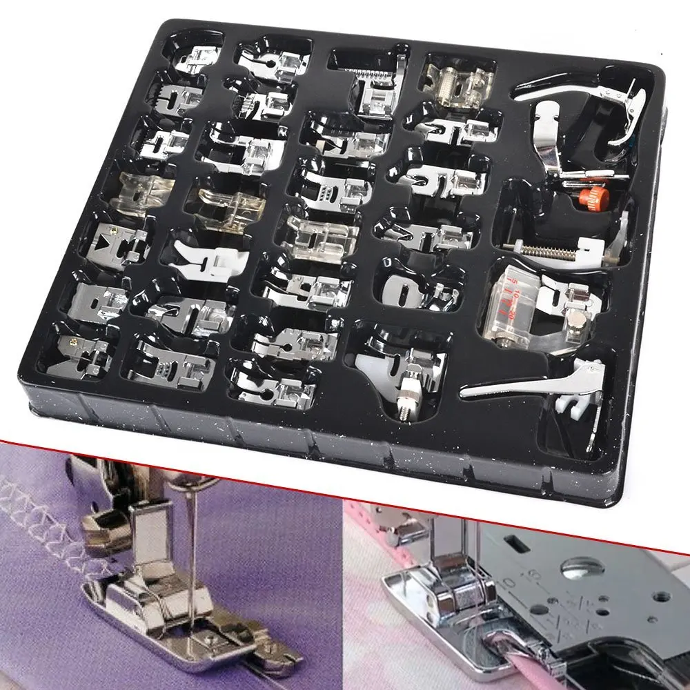32pcs Household Sewing Machine Parts Side Cutter Overlock Presser Foot Press Feet For All Low Shank Singer Janome Brother
