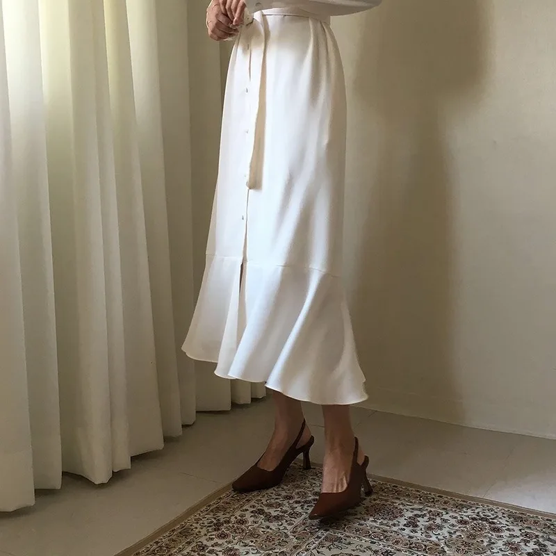 

GOOHOJIO 2020 Single-breasted Temperament Long Sleeve Dresses Female Solid Color Ladies Dress Women Autumn Fashion Women Dress