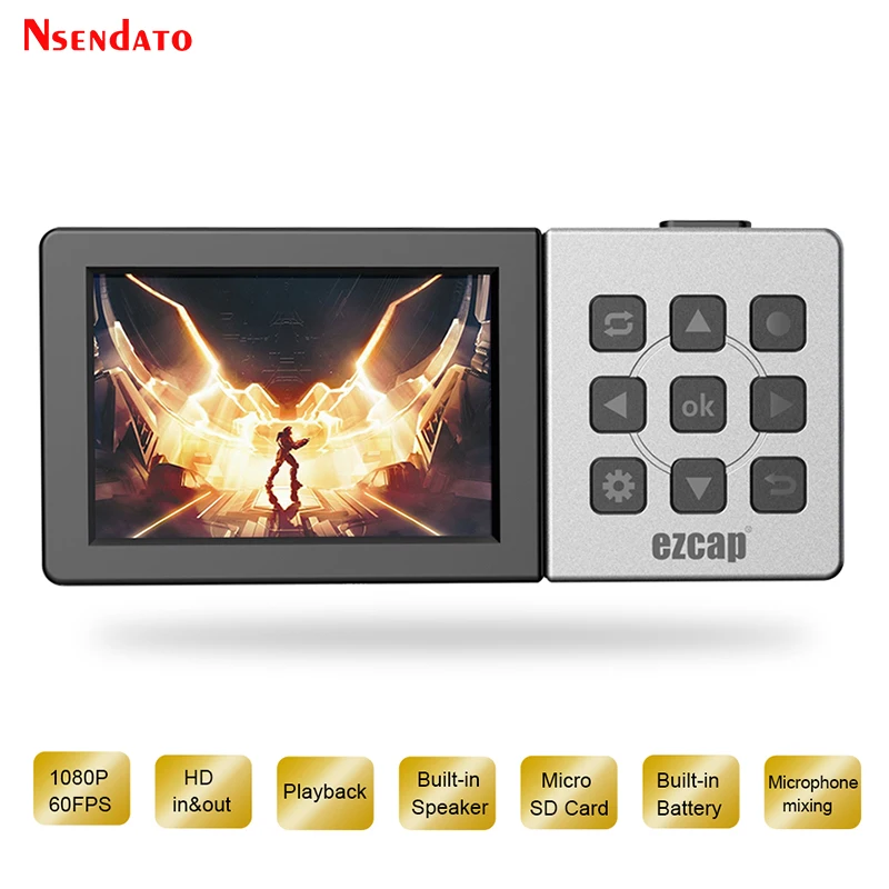 Ezcap273 HD Game capture card Box 1080P 60fps for Micro SD Card 3.5 inch color screenplayback HD video Grabber capture Recording