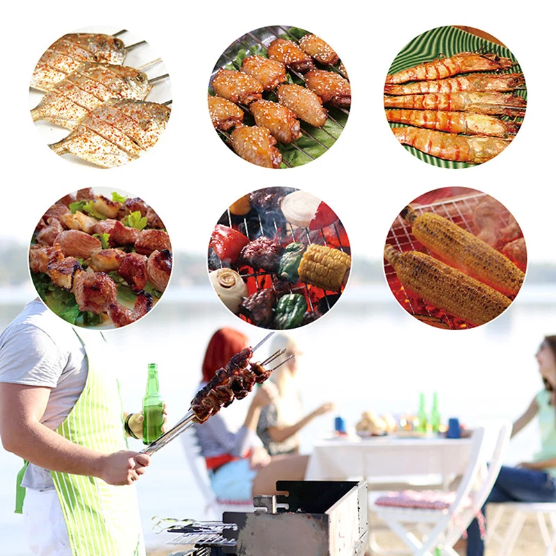 

10PCS/set Grilling Kabob Kebab Flat Skewers Needle Useful New BBQ Barbecue Stainless Steel