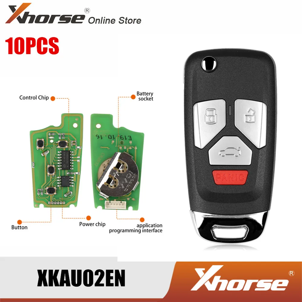 Xhorse XKAU02EN проводной дистанционный ключ для Audi Тип 3 + паника 10 шт./лот| |