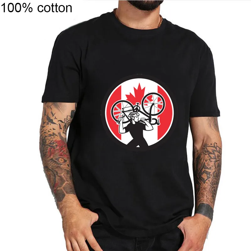 Ретро канадский велосипед механик значок канадского флага Мужская футболка MTB