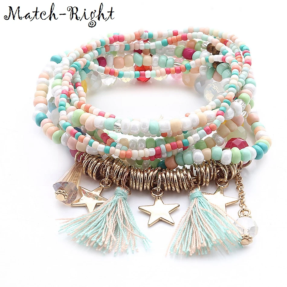 Женское богемное ювелирное изделие Match Right многослойный набор эластичных
