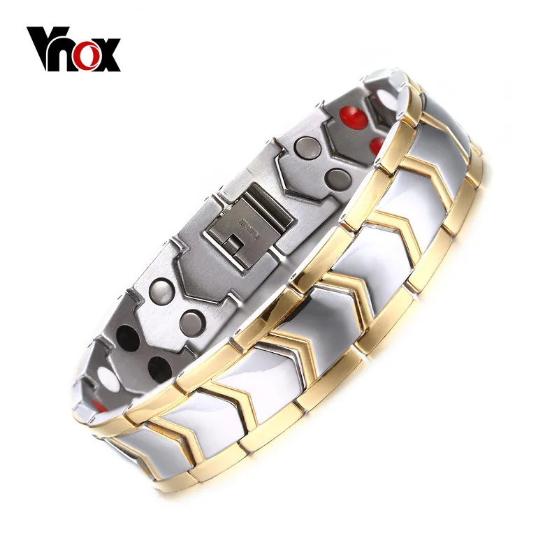 Vnox DIY Регулируемая Длина "-9" Нержавеющая сталь цепи Магнитный Здоровье и гигиена браслет Для мужчин ювелирные изделия подарочная коробка