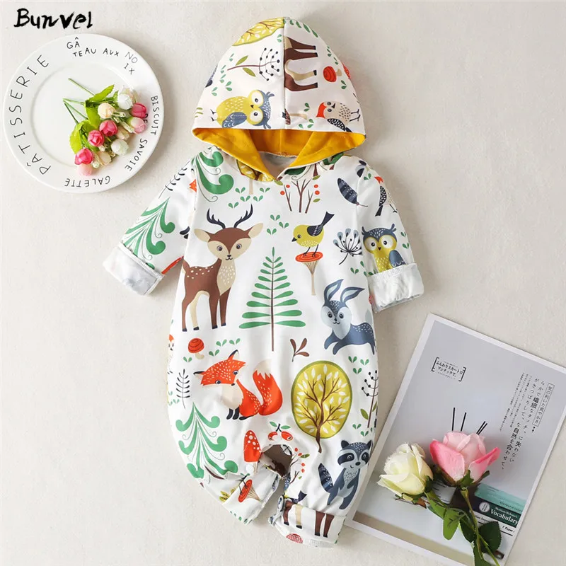 Комбинезон для новорожденных девочек и мальчиков комбинезон с капюшоном