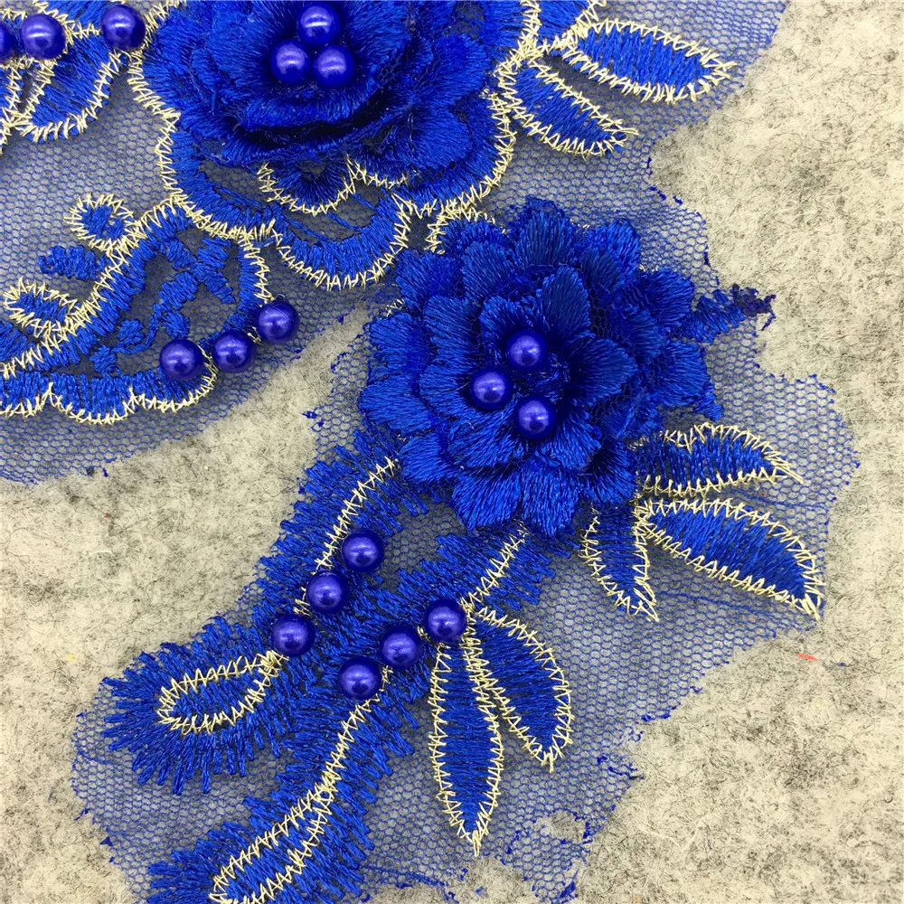 Синяя вышивка кружевной воротник украшение искусственное кружево искусственная