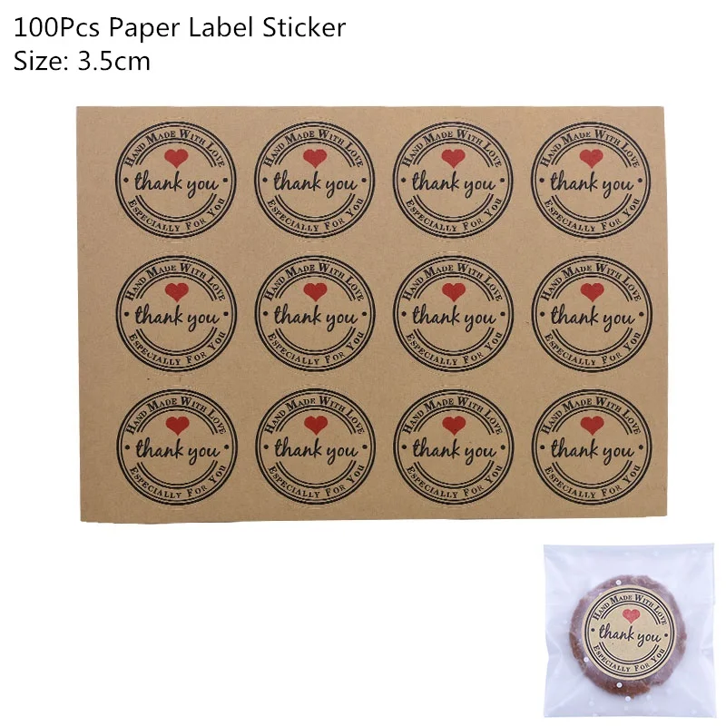 100pcs Label Sticker 25pcs Kraft Paper Bags Treat Candy Bag Chevron Polka Dot Bags for Wedding Birthday Xmas New Year Party Favors Supplies Gift Bags - Цвет: 100pcs Label Sticker