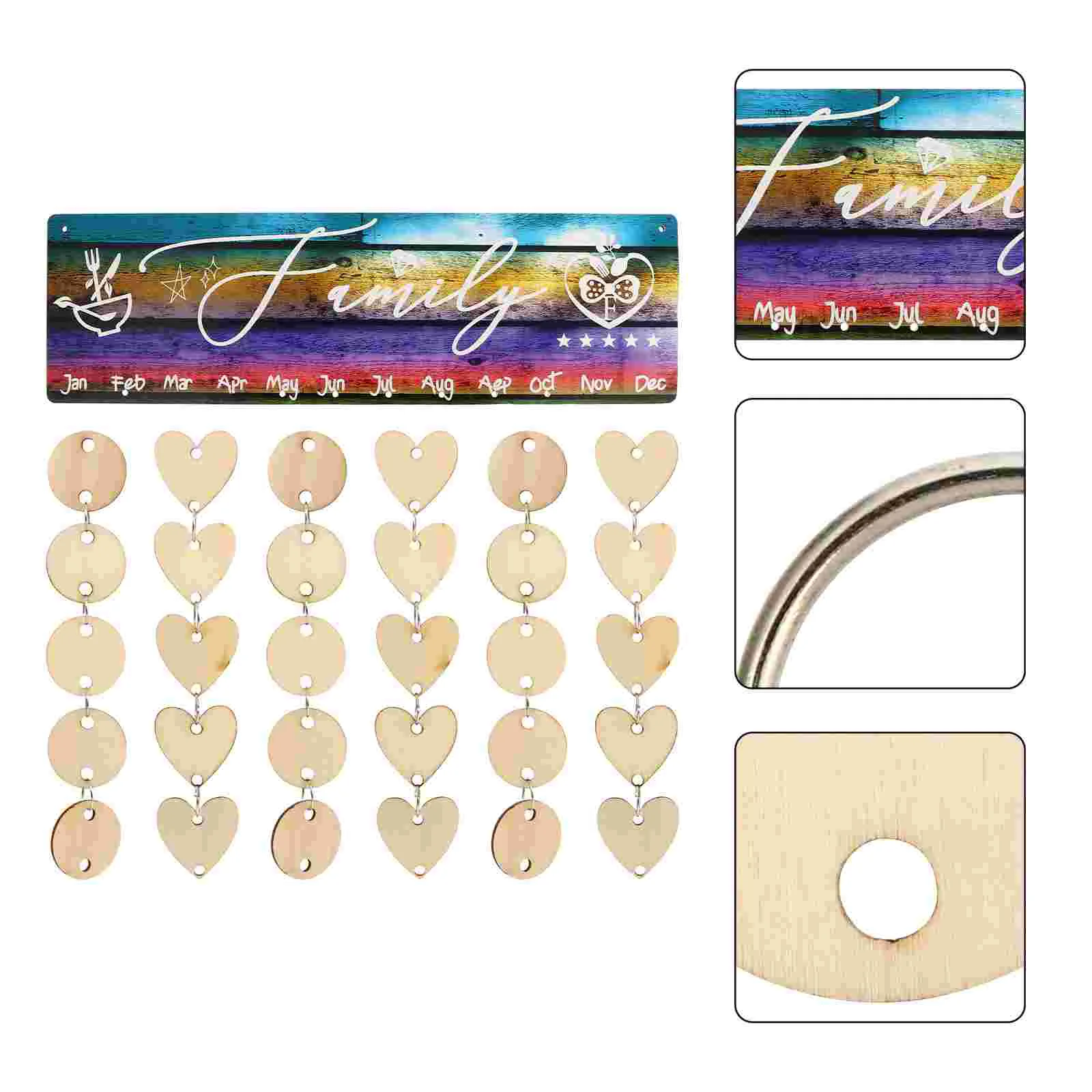

1 Set Family Hanging Calendar DIY Wooden Calendar Birthday Reminder Board Plaque