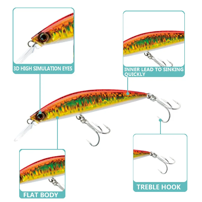 NEW Minnow 90mm 27g fishing lures deep diving lure swimbait ice fish crankbait whopper plopper Sink bass bait japan tackle pesca