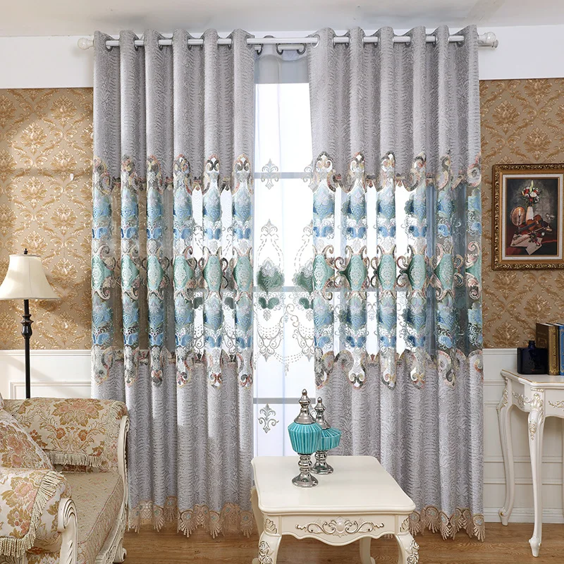 Европейские Роскошные жаккардовые занавески из синели для гостиной столовой