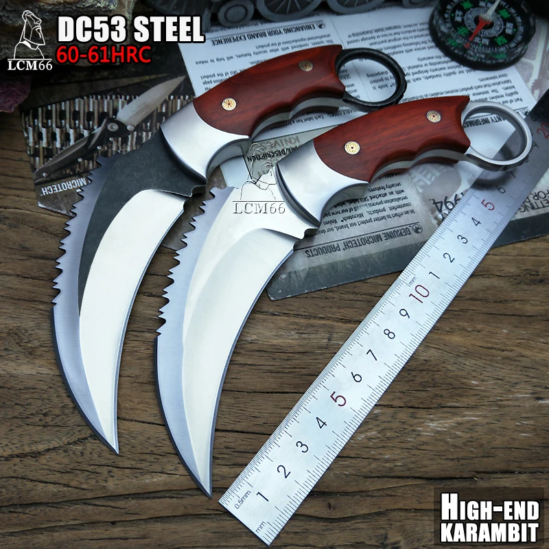 

LCM66 tactical karambit DC53 steel scorpion Division rosewood handle outdoor camping jungle survival battle self defense tool