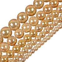 natural stone gold cracked crystal beads 4 6 8 10 12mm round loose spacer beads for diy jewelry making handicraft accessories