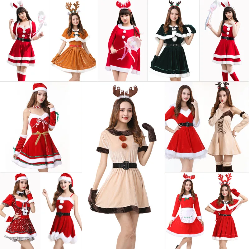 Элегантный женский и сексуальный костюм для косплея красный Рождественский