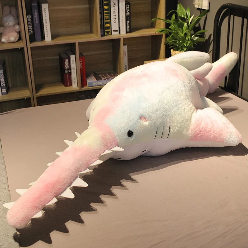 

140 см креативная Пилообразная Акула плюшевая игрушка мягкая набивная мультяшная Рыба с длинным ртом кукла кровать подушка для сна диванная ...