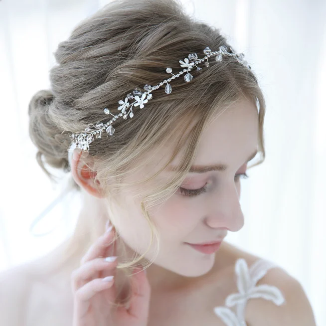 Серебряные бусины кристаллы свадебные аксессуары для волос элегантный