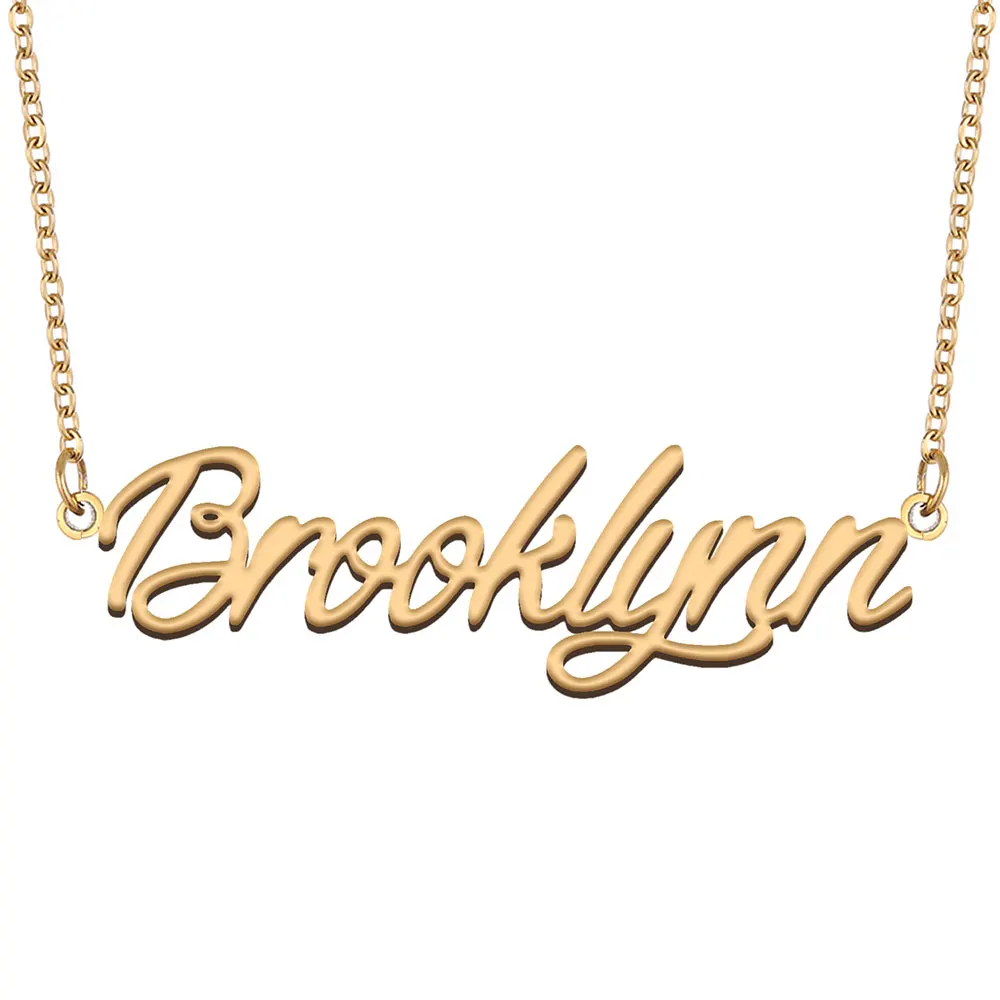 

Brooklynn Nameplate Necklace for Women Stainless Steel Jewelry Gold Plated Name Chain Pendant Femme Mothers Girlfriend Gift