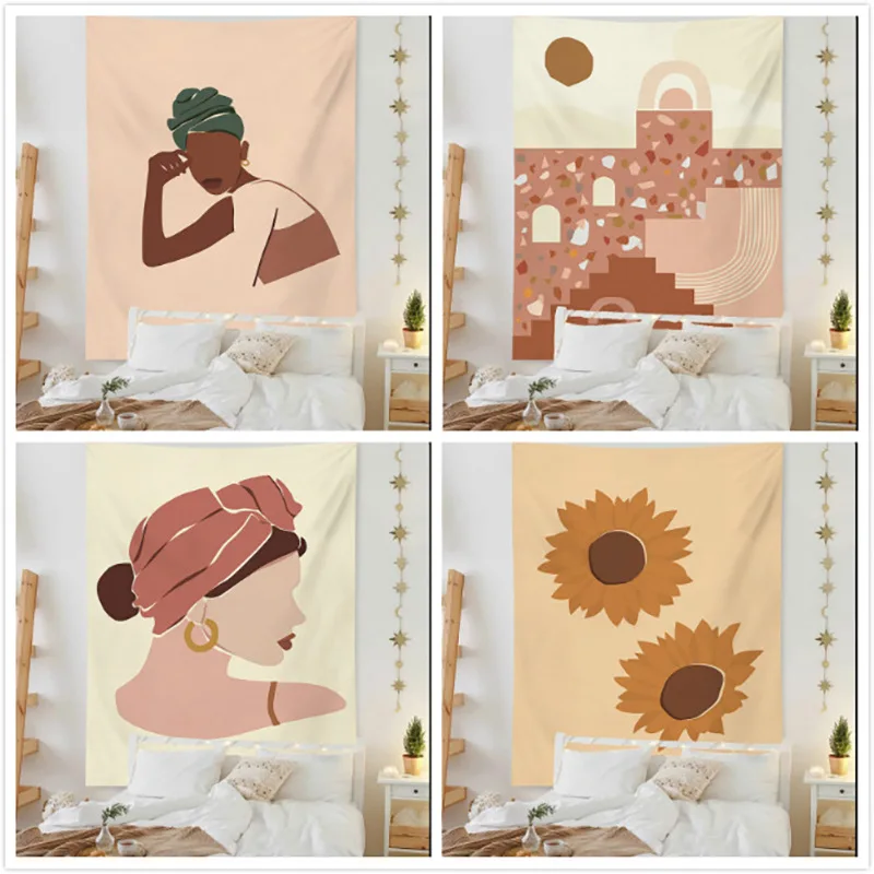 Скандинавский гобелен с иллюстрациями художественный богемный настенный