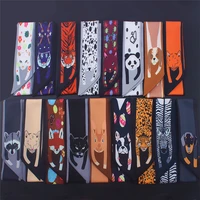 2020 new animal leopard print silk scarf women fashion handle band ribbons lady head scarfs small long skinny scarves tie bags