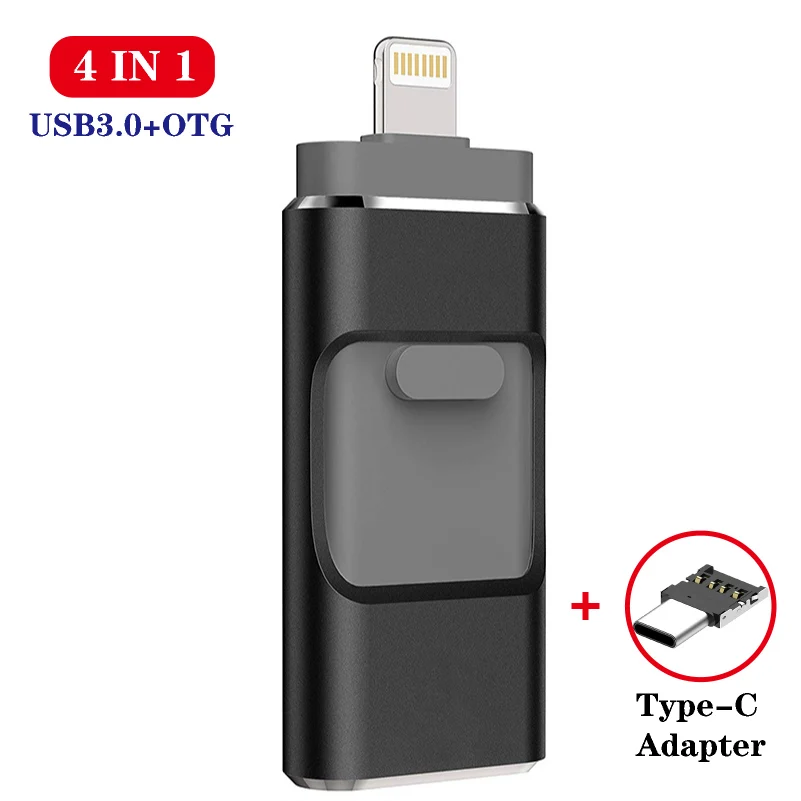 USB-флеш-накопитель 4 в 1 для iphone xr 7/8/X/XR/XS/11/iPad 32 ГБ 64 128 | Компьютеры и офис
