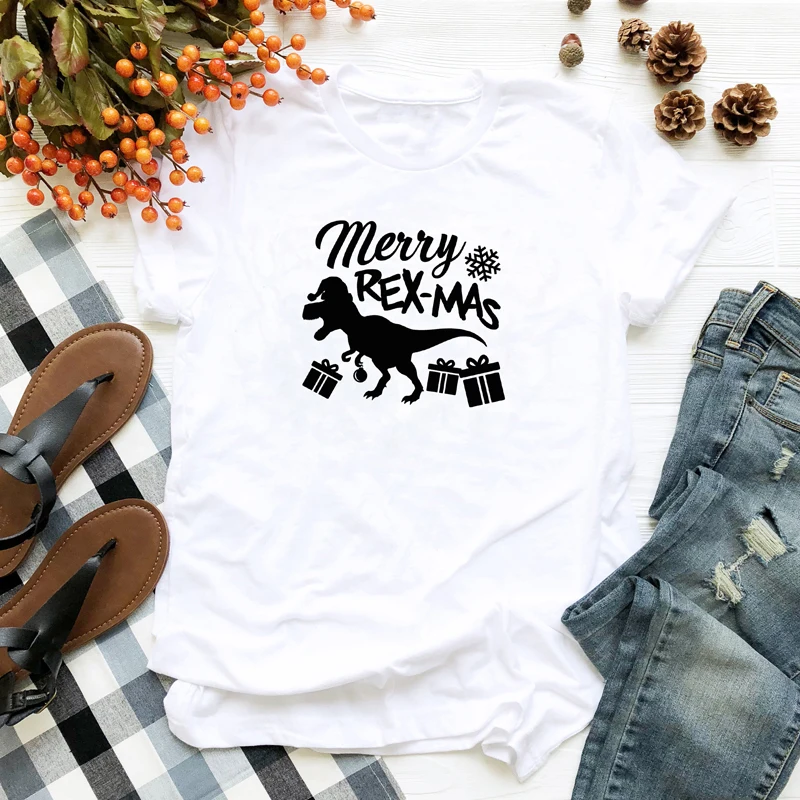 Веселая Рождественская женская футболка с графикой хлопковая Футболка круглым