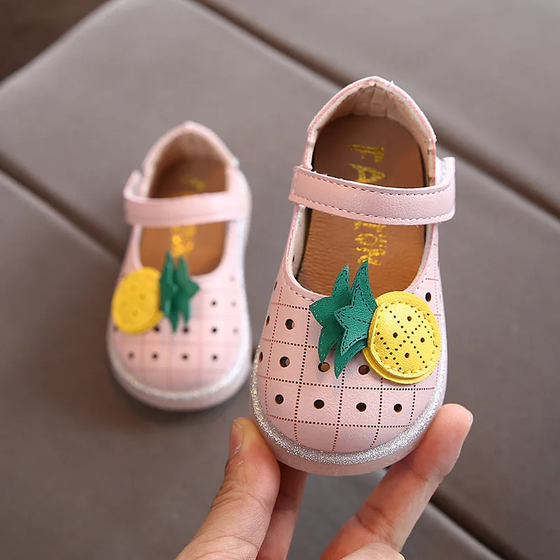 Вечерние туфли для маленьких девочек Свадебные принцессы с принтом ананаса из