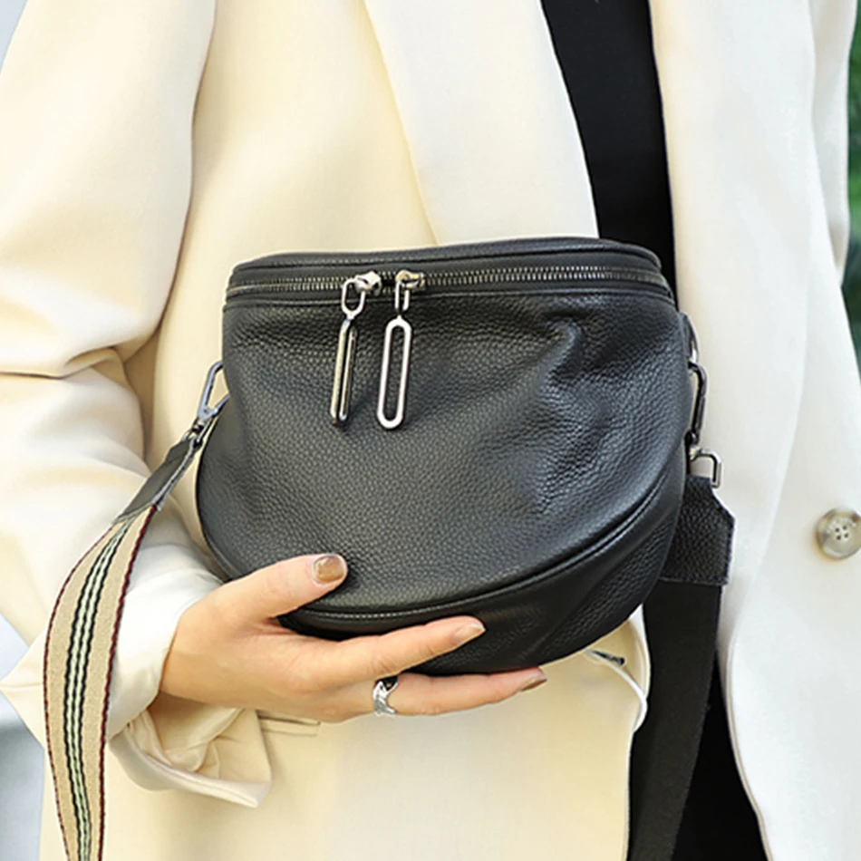 

Роскошные седельные сумки из 100% натуральной кожи, высококачественные сумки через плечо из мягкой кожи для женщин, модные сумки с широким ре...