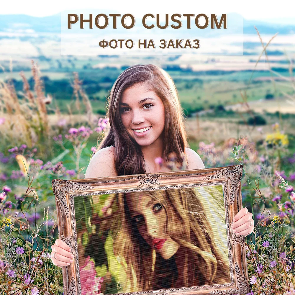 

HUACAN Diamond Painting Photo Custom Animal Full Square Diamond Embroidery Flower Picture Of Rhinestone Girl Home Decor