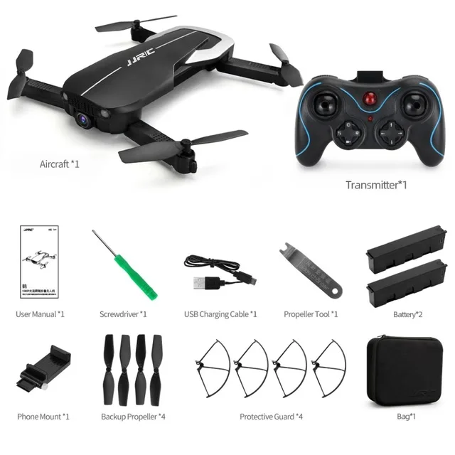 Black 2 batteries JJRC H71 Радиоуправляемый Дрон FPV 1080P Wi-Fi для взрослых, видео Квадрокоптер, Дроны с камерой для начинающих, Складные Игрушки для управления с приложением RTF - Цвет: Black 2 batteries