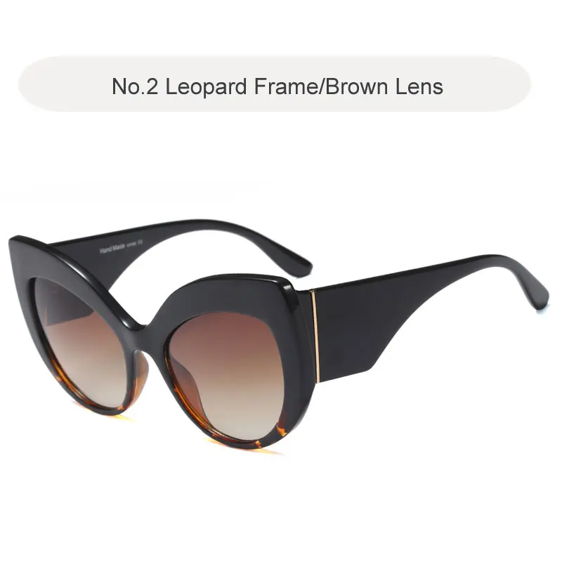 C2 Leopard-Brown Винтажные большой кошачий глаз солнцезащитные очки женские большие черные тёмные очки сексуальные градиентные женские очки роскошный фирменный дизайн солнцезащитные очки Oculos - Цвет линз: C2 Leopard-Brown