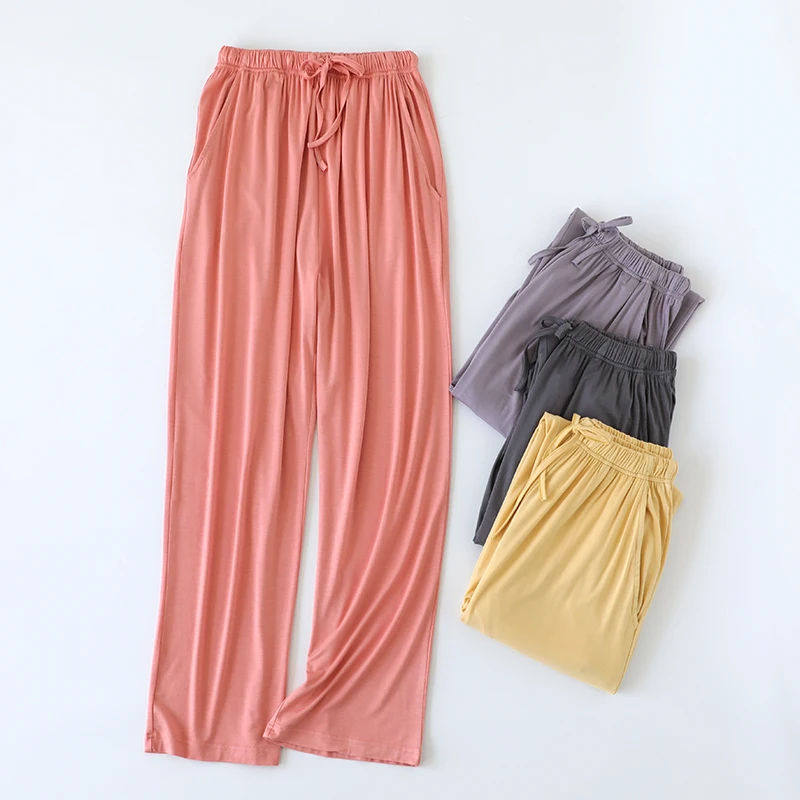 Пижамные брюки из модала женские летние штаны для дома с широкими штанинами