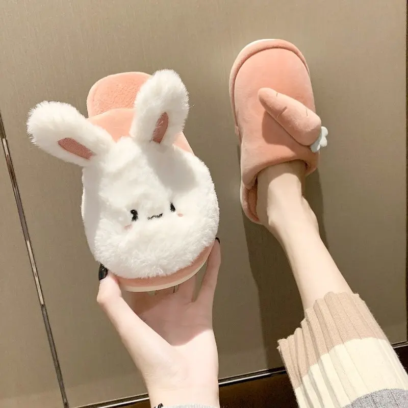 

Autumn 2021 Net Fashion Baotou Red Cute Plush Slippers Women Cotton Slippers Women Wear Cartoon Plush Slippers Zapatos Mujer