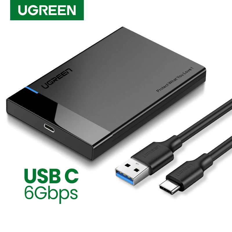 HDD корпус Ugreen для жесткого диска с переходником 2 5 SATA к USB 3 0 коробка SSD типа C 1 HD