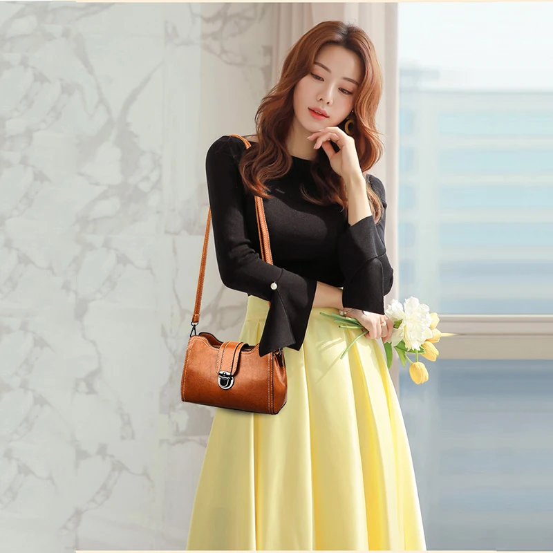 Новая Элегантная сумка на плечо Mododiino женская сумки через из масляной вощеной