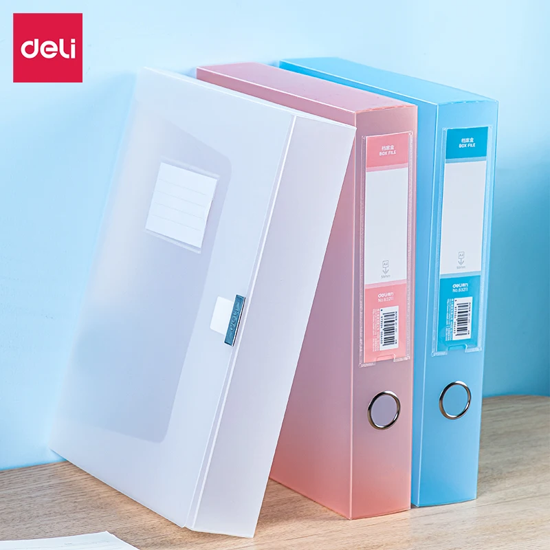 

File Box A4 Fresh Color Transparent Vertical Plastic Storage 55mm Large Capacity Office Document Financial Voucher Box Folder