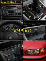 for bmw e46 3 series black carbon fiber interior decoration 3d sticker center control cigarette lighter gear panel 1998 2004