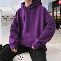 fashion purple men hoodie hip hop streetwear casual hoodies sweatshirts elasticity autumn men solid color sweatshirts hip hop