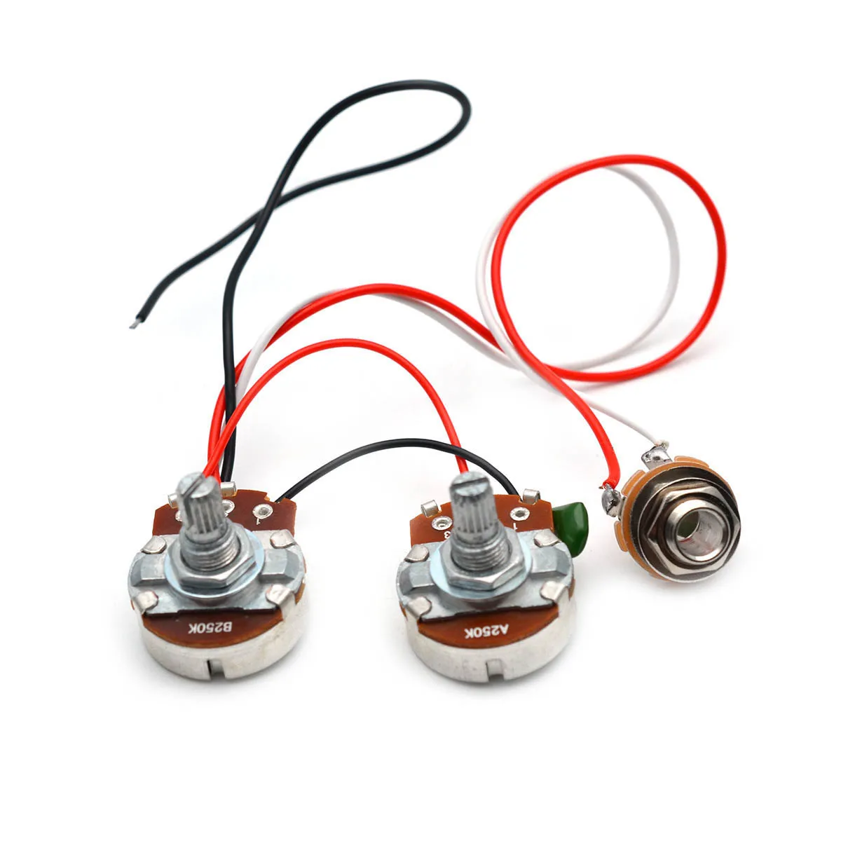 

10PCS PB Bass Wiring Harness Prewired Kit for Precision Bass Guitar 250K Big Pots 1 Volume 1 Tone Jack
