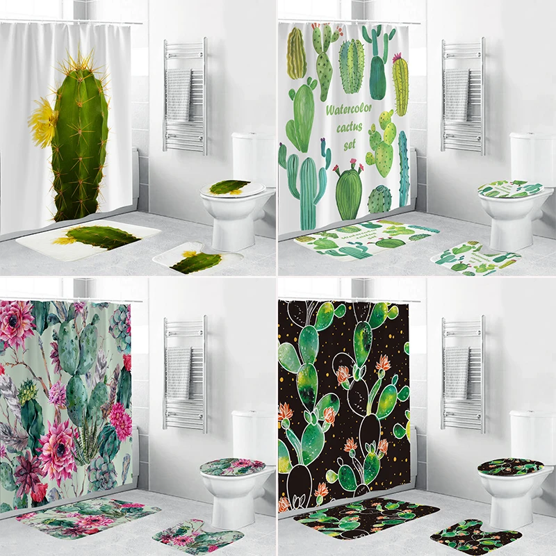 

Cactus Series Waterproof Shower Curtain Printing Shower Curtain Polyester Fabric Bathroom Accessories Cortinas De Baño