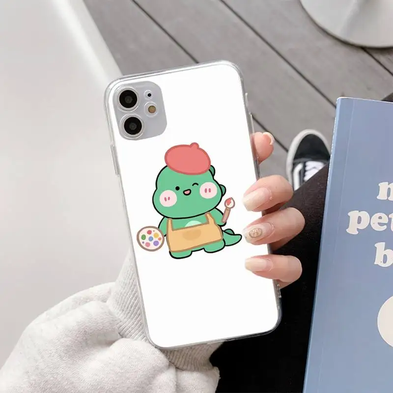 

Cute Dinosaur Baby Phone Cases For Iphone11 12 Pro Max SE 2020 6s 7 8 Plus X Xs Max Xr Transparent Soft Silicone Cover