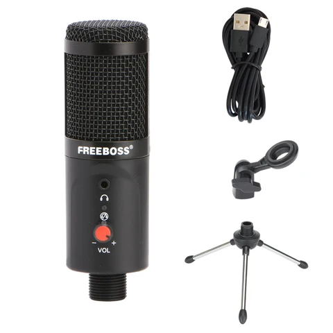 FREEBOSS FB-W03 192 кГц 16 бит DSP Кардиоидная капсула с низким уровнем шума запись чата пение игры USB компьютер конденсаторный микрофон