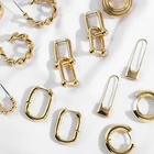 Серьги-кольца с рельефными нитями женские, толстые круглые текстурированные кольца золотого цвета, минималистичный дизайн, булавка с серьги с замком