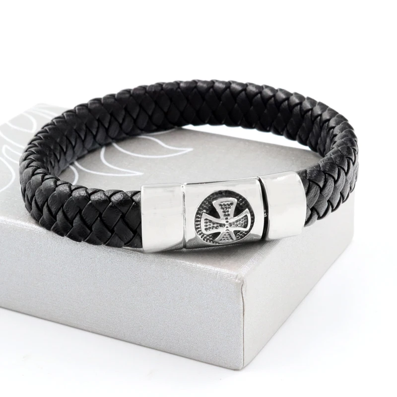 Модные мужские новые плетеные кожаные браслеты высокого качества спортивные