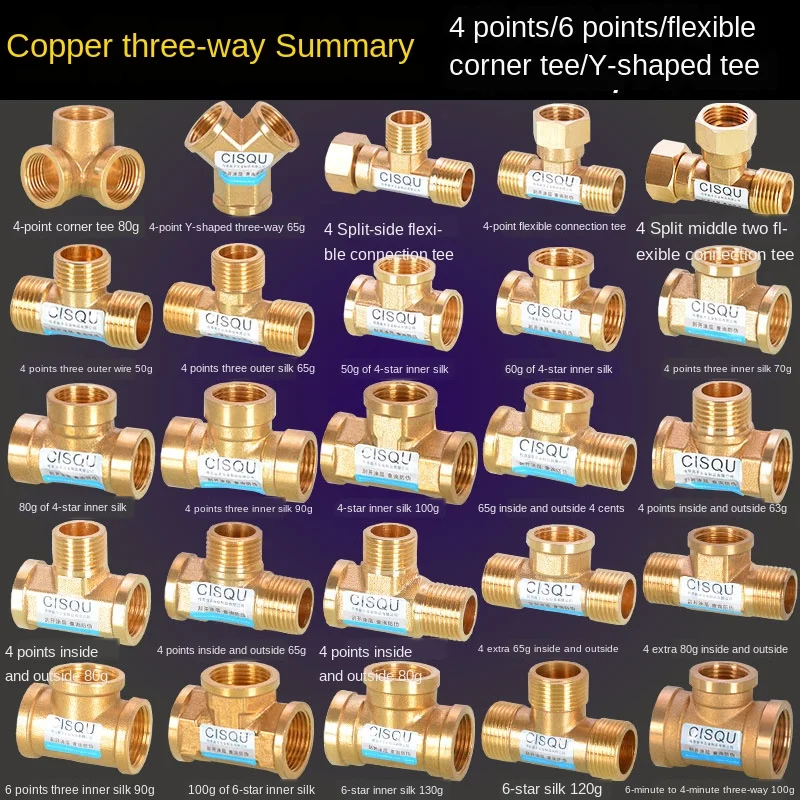 3/4 дюйма все медные фитинги резьба 1/2 три звена внутренних ленты внутри и