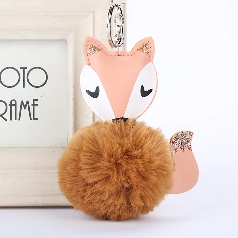 2019 пушистый меховой помпон милый брелок Лисичка Женский Искусственный из меха