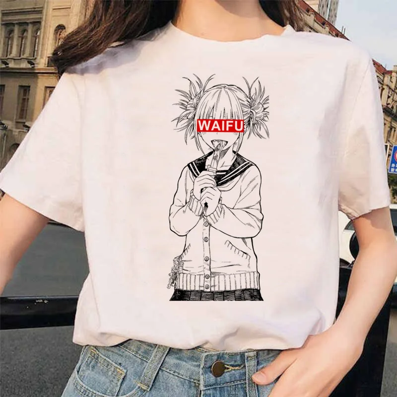 Японский аниме Ahegao футболка Женская Harajuku Boku No Hero Academy футболка Senpai смешная футболка Himiko Toga футболки женские
