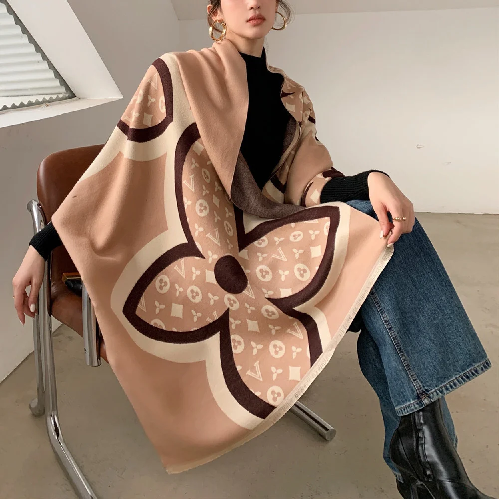 

Осенне-зимний женский универсальный выходной зимний шарф с принтом тиевое украшение кондиционер комната двойного назначения звезда