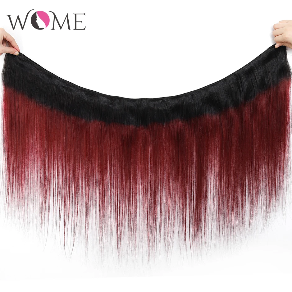 Женские пучки человеческих волос Ombre с закрытием предварительно цветные 1b/99j