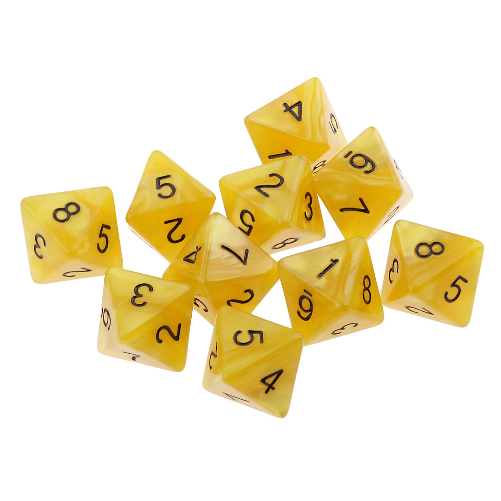 10pcs 8 Sided Dice D8 Polyhedral Dice for Party Table Games Gaming Dice Birthday Parties Board Game